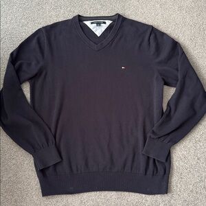Tommy Hilfiger | Size Large | Mens Navy V-Neck Sweater 100% Cotton Business